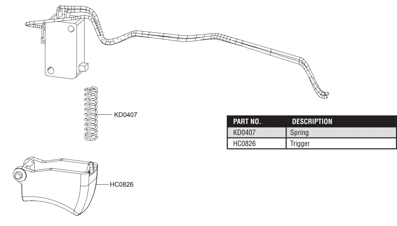 SENCO FUSION Cordless Framing Nailer F-35FRHXP Instruction Manual - Trigger Assembly