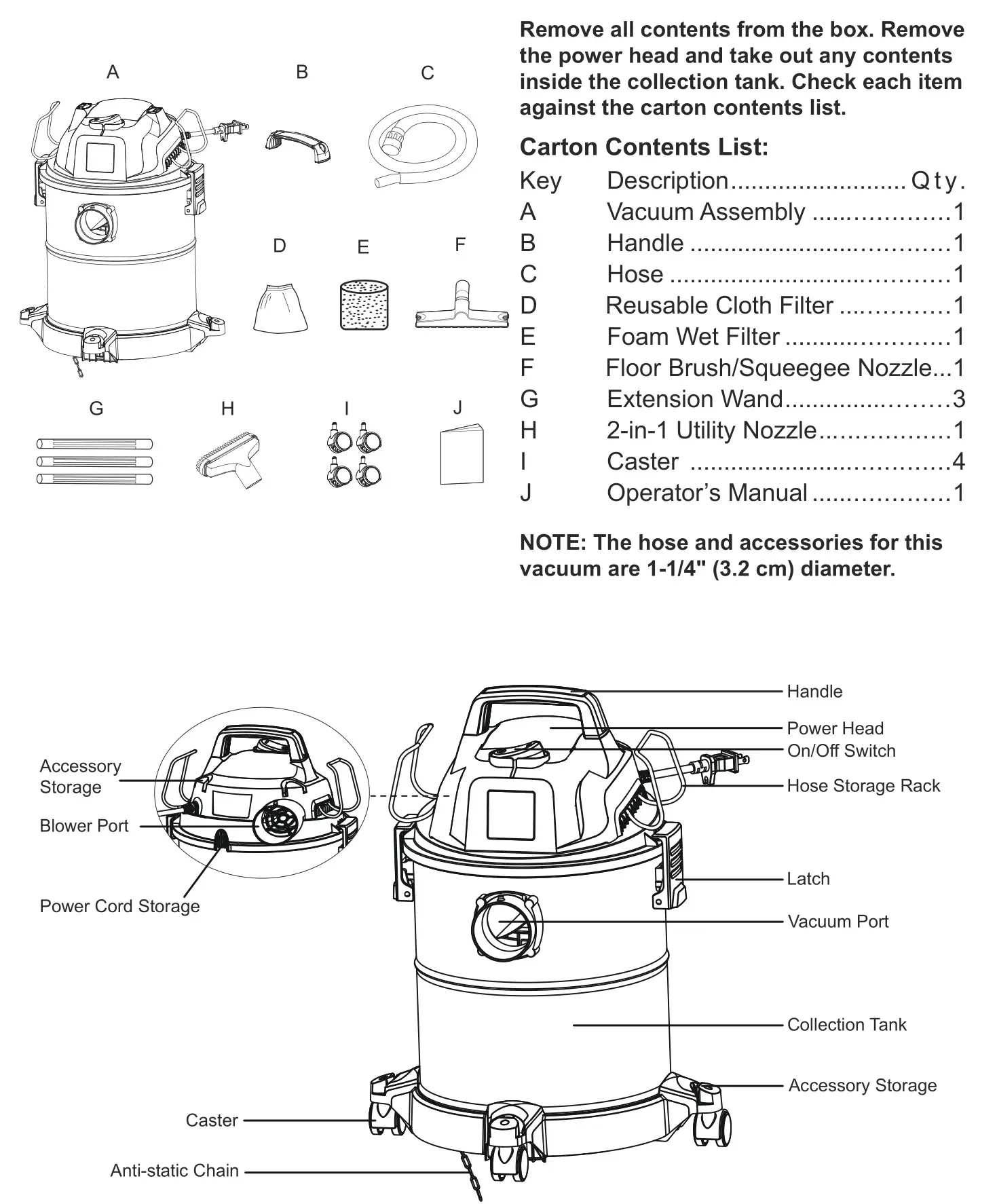 Vacmaster VOA407S 4 Gallon Peak HP Stainless Steel Vacuum - UNPACKING & CHECKING CARTON CONTENTS