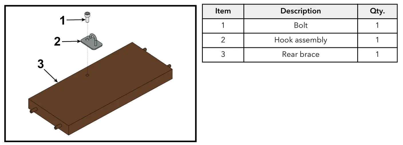LifeFitness HXD-ALLLX-101 Row HX Trainer - Install hook assembly to rear brace using a 5 mm