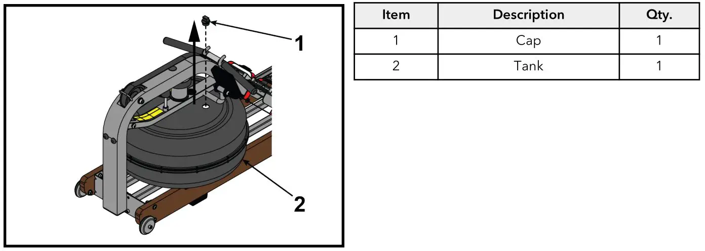 LifeFitness HXD-ALLLX-101 Row HX Trainer - Remove cap from tank