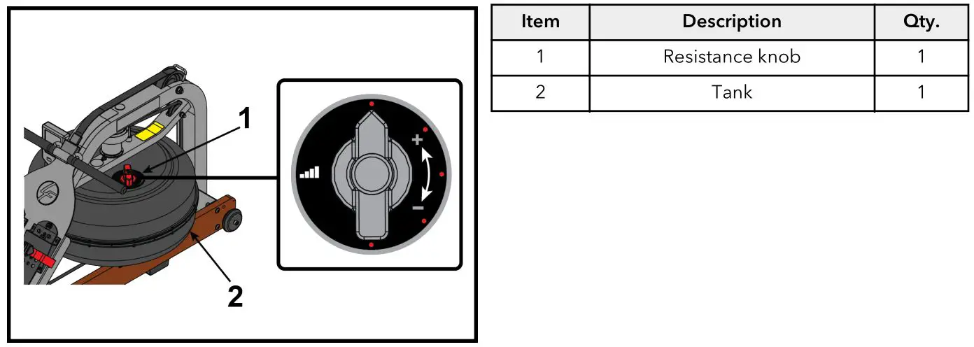 LifeFitness HXD-ALLLX-101 Row HX Trainer - Turn resistance knob counter-clockwise to maximum position