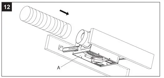 HOMEWERKS 7148-01-AX Bathroom Ventilation Fan - Connect a 4 in. circular duct to the fan housing (A)
