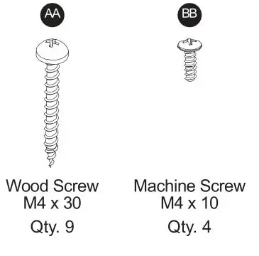 HOMEWERKS 7148-01-AX Bathroom Ventilation Fan - HARDWARE CONTENTS (not actual size)