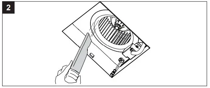 HOMEWERKS 7148-01-AX Bathroom Ventilation Fan - Remove dust and dirt from the fan housing (A) with a vacuum cleaner