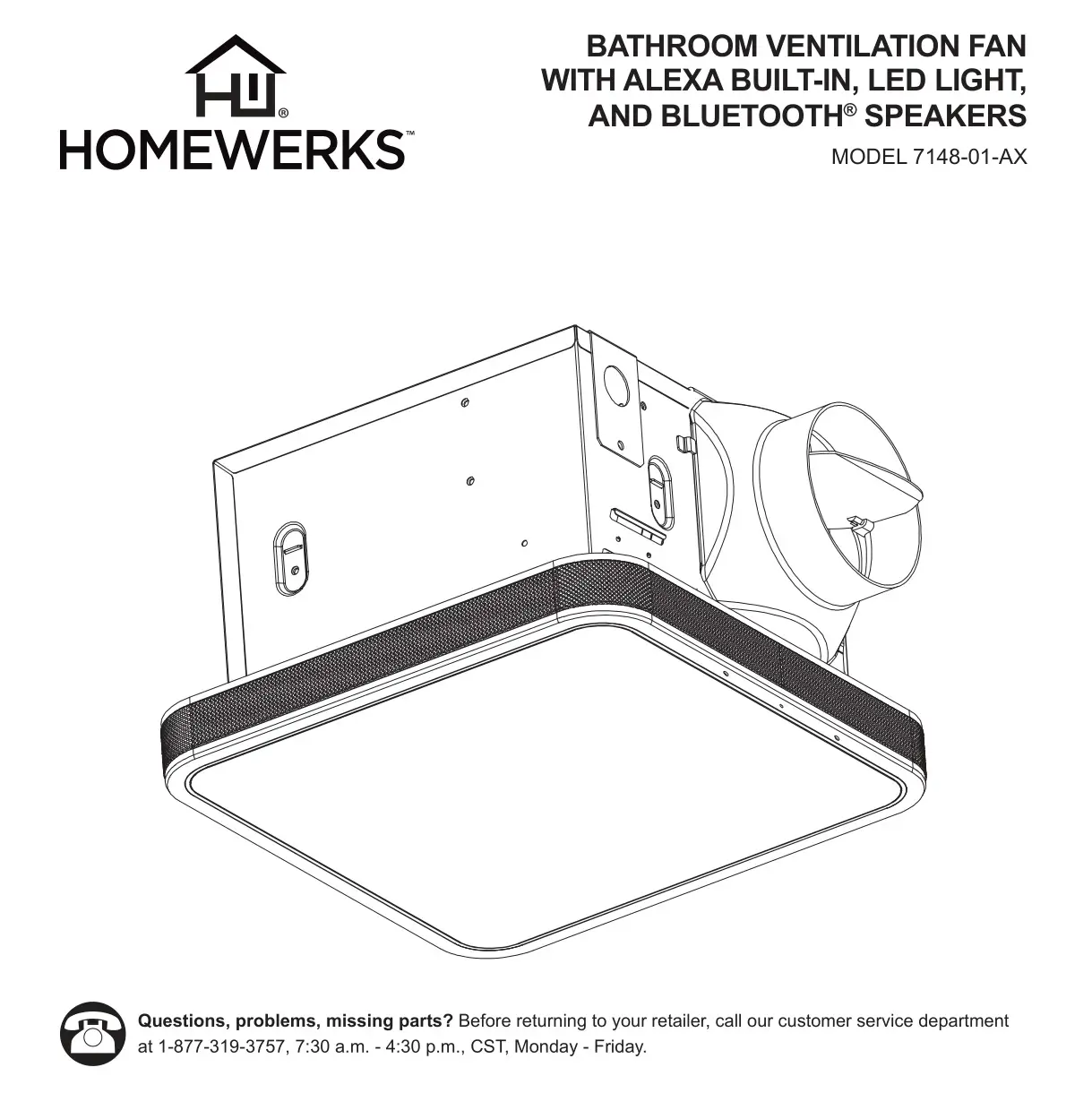 HOMEWERKS 7148-01-AX Bathroom Ventilation Fan User Guide