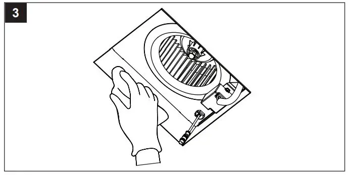 HOMEWERKS 7148-01-AX Bathroom Ventilation Fan - Wipe the fan housing (A) with a damp cloth and wipe dry