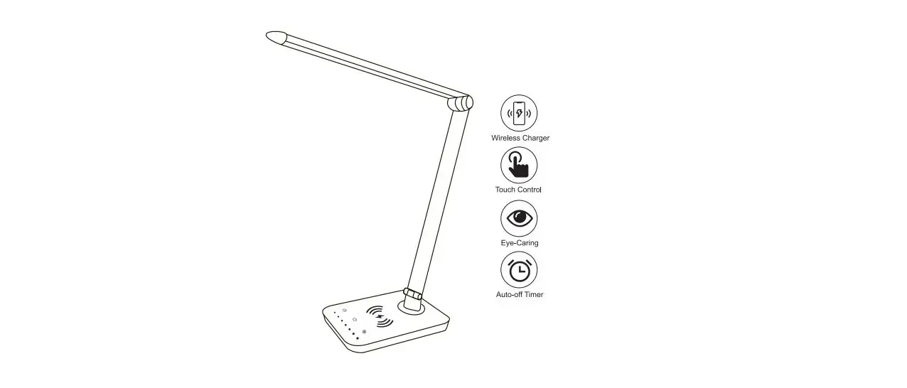 Zuneyan B09kpnzd3m 12w Desk Lamp With Wireless Charger Instruction Manual