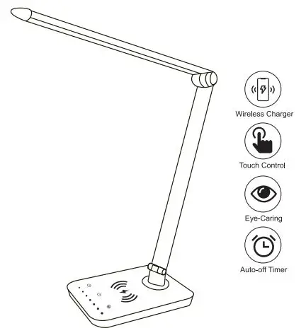 ZUNEYAN B09KPNZD3M 12W Desk Lamp with Wireless Charger