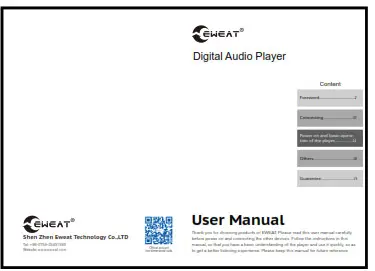 EWEAT DMP20 Digital Audio Player - instructions