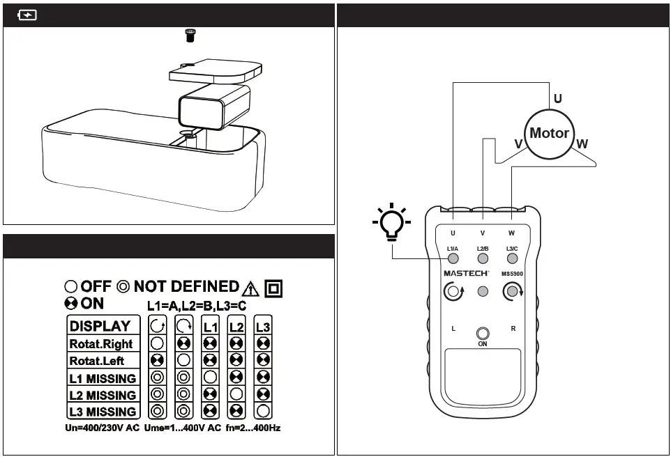 MASTECH MS5901 Motor and Phase Rotation Indicator Fig3