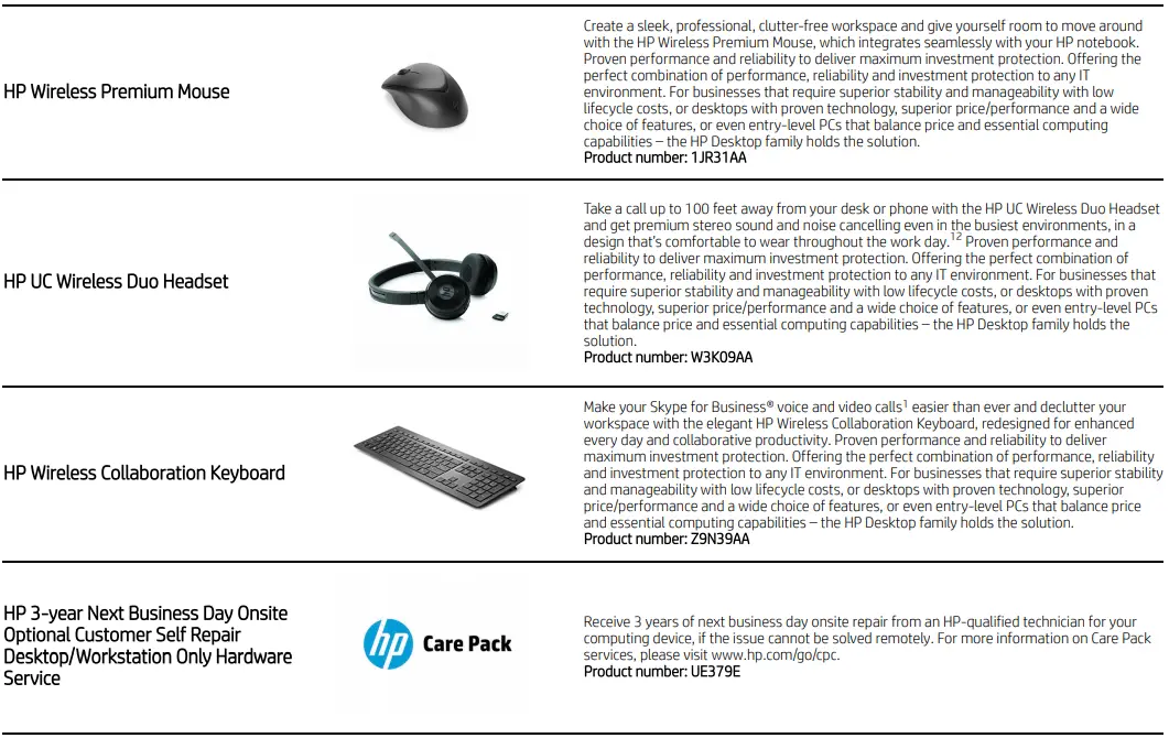 Accessories and services