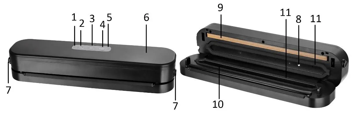 emerio VS 124999 1 Vacuum Sealer Instruction- PARTS DESCRIPTION