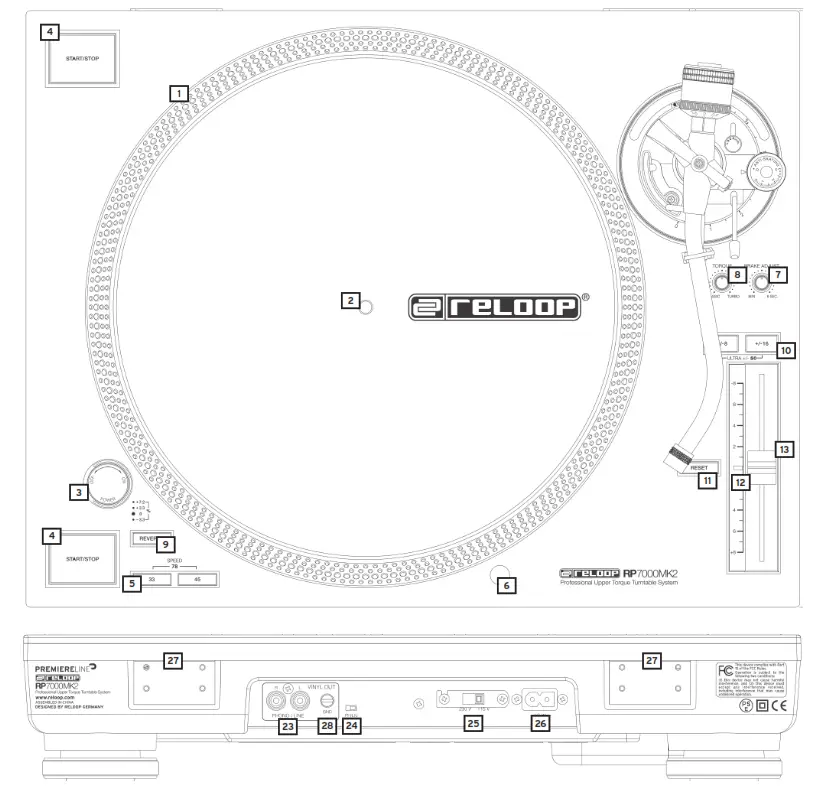 reloop RP 7000 MK2 Upper Torque Turntable