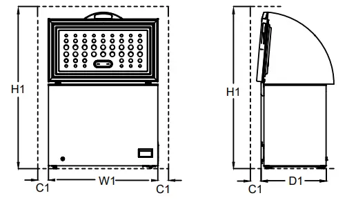 VOX ELECTRONICS BE1 100RL Chest Freezer - Space Requirement