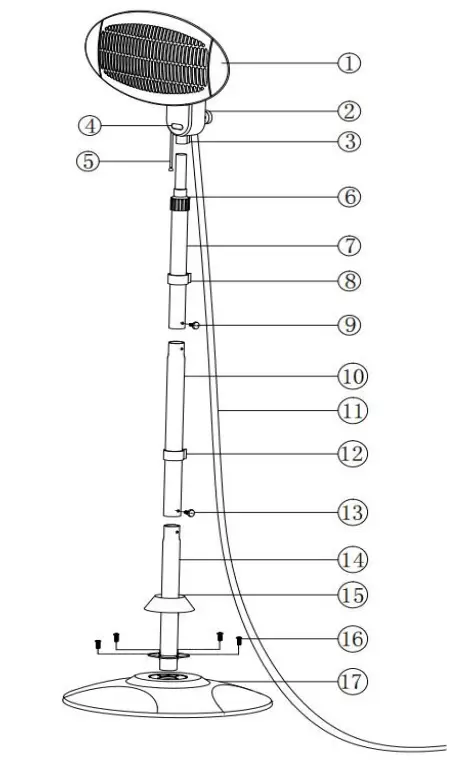electriQ EQODETALL Outdoor Floor Standing and Wall Hanging Heater User Manual - PARTS LIST