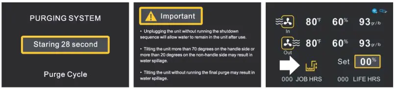 ALORAIR Storm Ultra Industrial Commercial Dehumidifier - Water Pump working interface display