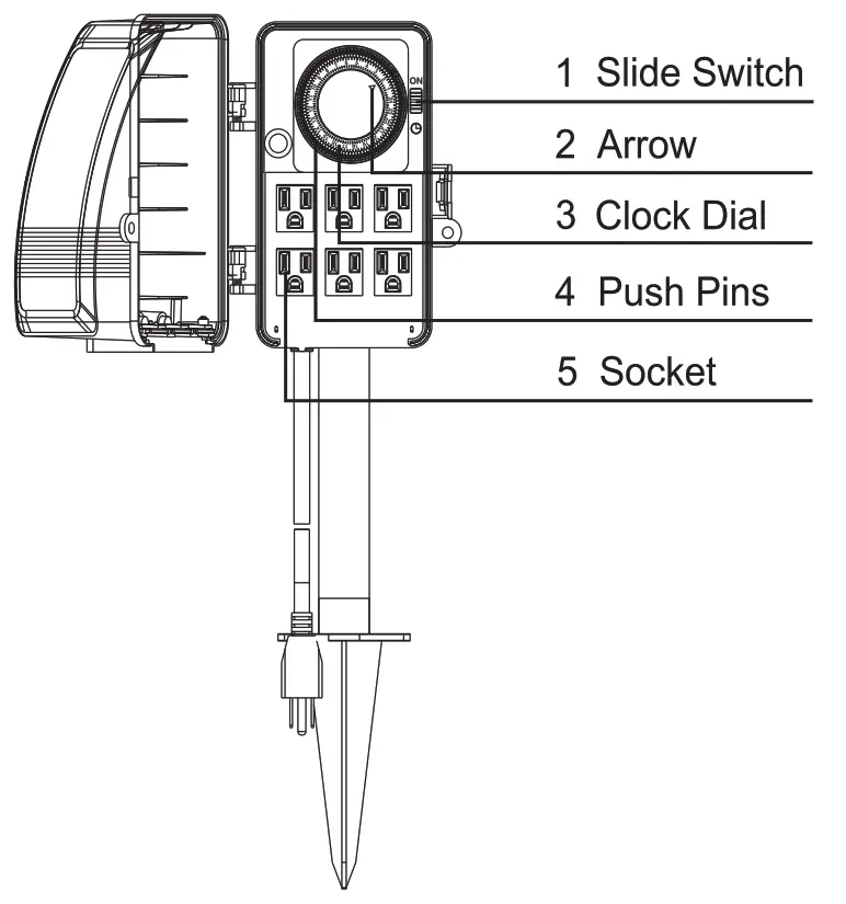 BN LINK BNC U3B1 24 Hour Outdoor Mechanical Timer 6 Ways Garden Power Stake - fig