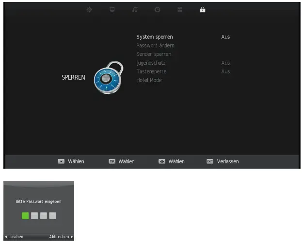 Berger 359820 LED Camping TV with BT - PROTECTION MENU