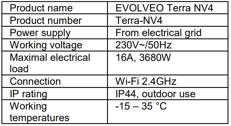EVOLVEO Terra NV4 Outdoor WiFi Smart Plug - Device description