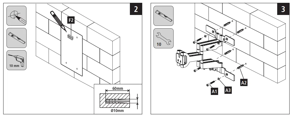 hama 00 118064 TV Wall Bracket - Required tools 2