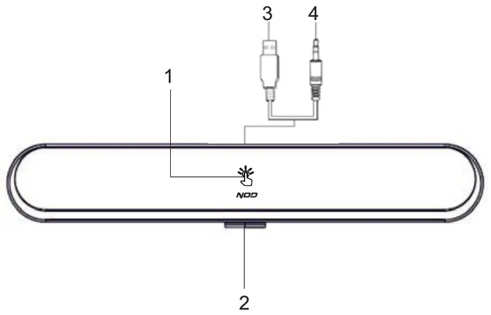NOD 141 0190 AirGlow RGB Soundbar PC Speaker - Part Identification