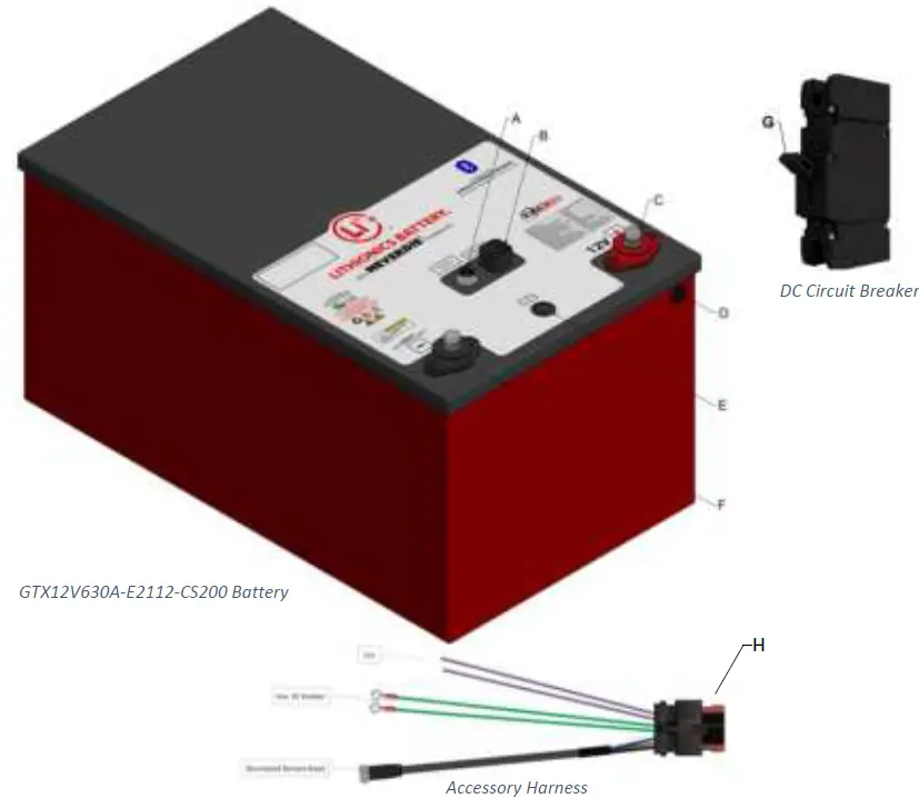 Lithionics Battery GTX12V630A-E2112-CS200-UL NeverDie Compact Series 200 Internal BMS 01