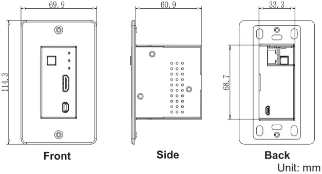 VigilLink VLWP-DHC-TR 18G 2x1 HDMI-mini-DP Wall Plate with Auto-Switching POC-FIG2