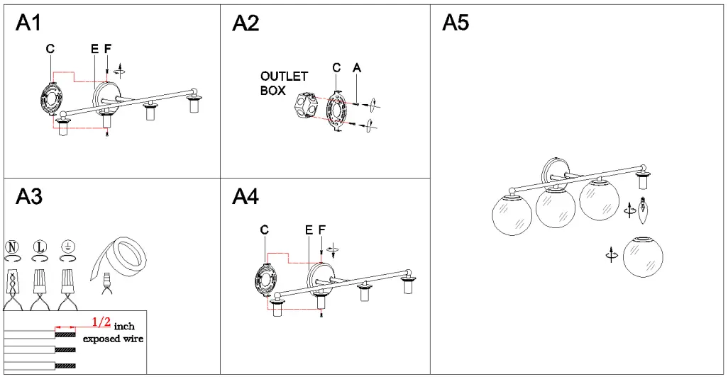 Uolfin 5106361 29.5 Inch 4-Light Matte Gold-fig4