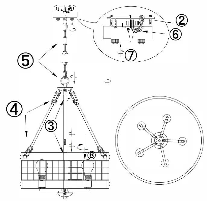 LamQee-06FTL0203ABK-19 Inch 5-Light-Brown-Farmhouse-Chandelier-Island-Pendant-Light-fig- (3)