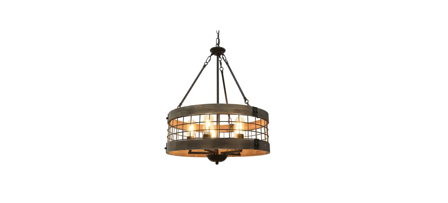 Lamqee 06ftl0203abk 19 Inch 5-light Brown Farmhouse Chandelier Island Pendant Light User Manual