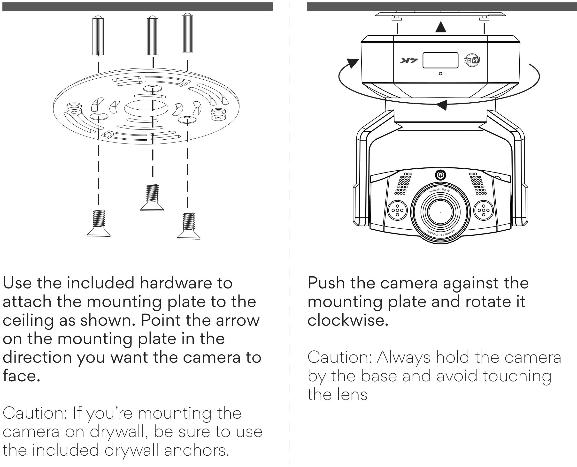 MEE audio C20PTZ Professional USB Camera with Pan-Tilt-Zoom Functionality - Placement Option 2 Ceiling Mount
