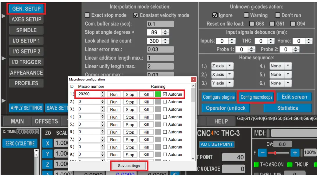 Configure the macroloop