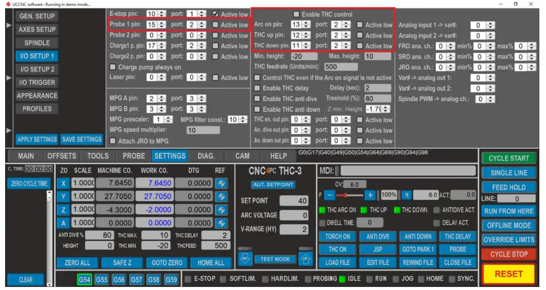 Configure the THC pins