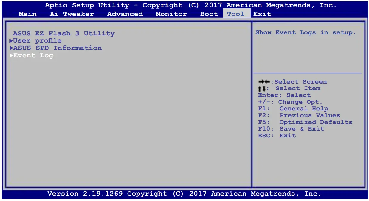 ASUS PRIME B360M-C Motherboard - Event Log