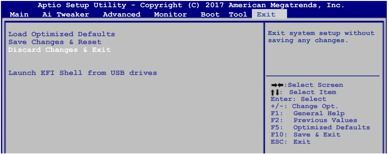 ASUS PRIME B360M-C Motherboard - Exit menu