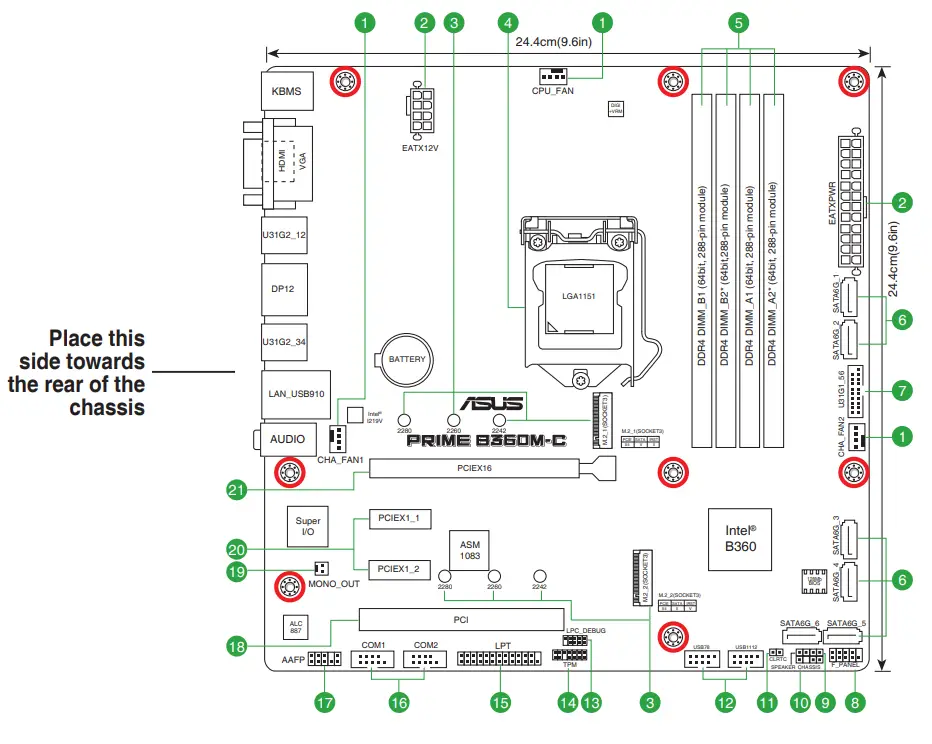 ASUS PRIME B360M-C Motherboard - overview