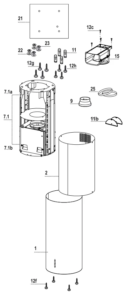 smeg SHI410X1 37cm Island Rangehood - fig