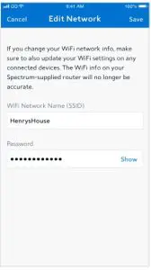 WiFi Network Name and Password