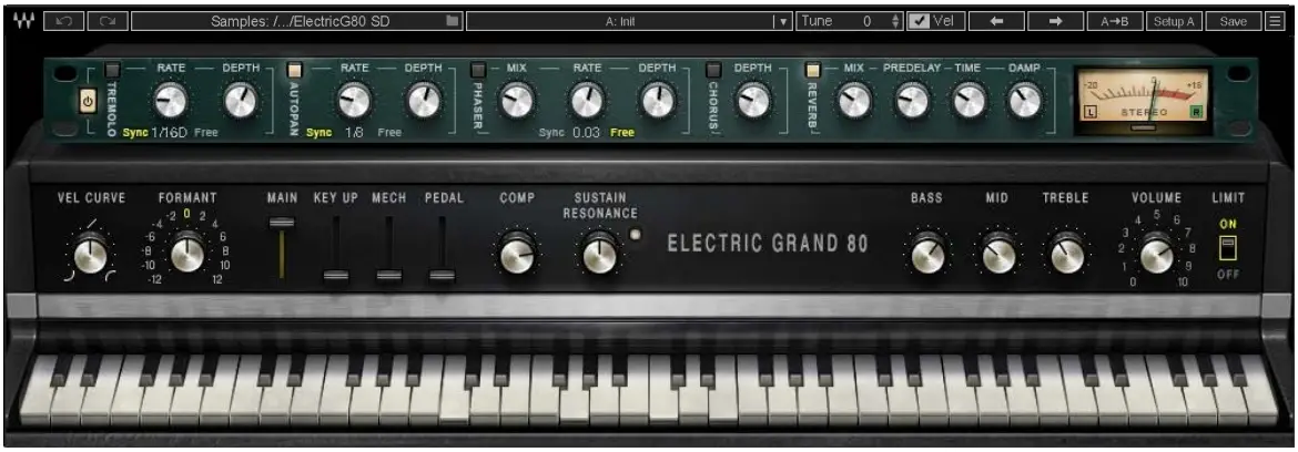 WAVES Electric Grand 80 Piano - INTERFACE AND CONTROLS