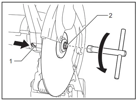 makita LW1400 14 Inch Cut-off Saw with Tool-Less - Removing or installing cut-off wheel 3