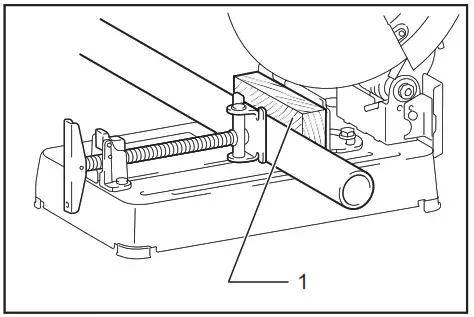 makita LW1400 14 Inch Cut-off Saw with Tool-Less - Securing workpiece 2