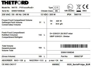 THETFORD N4000 Series Refrigerator-Symbol