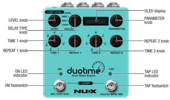 NUX NDD 6 Duotime Dual Delay Engine Reverb - control