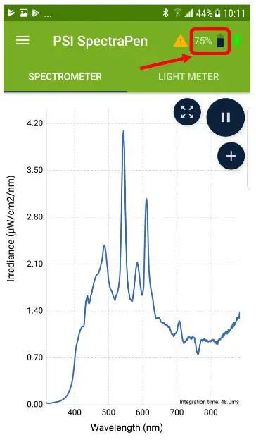 Battery level and battery status in the mobile application