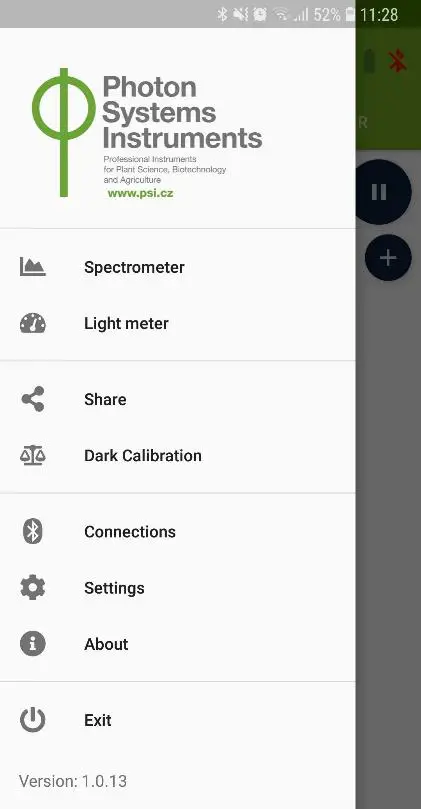 Navigation panel with main menu