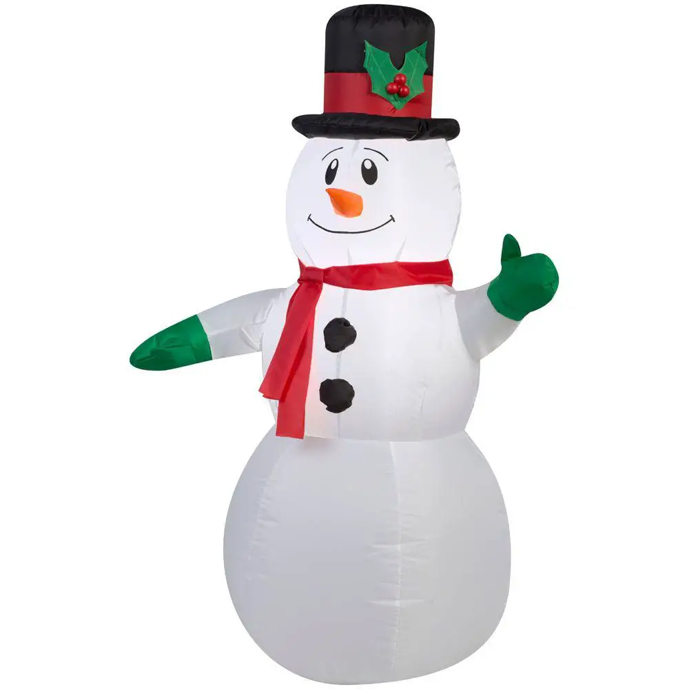 GEMMY AIRBLOWN INFLATABLE Foot Snowman with Tophat and Scarf LED