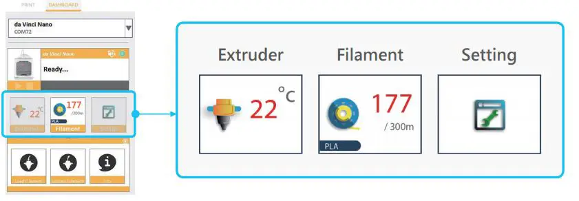 XYZPRINTING 3D Printer Da Vinci nano - Interface Introduction