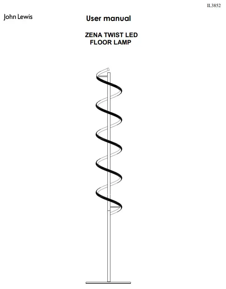 Johan Lewis Zena Twist Led Floor Lamp User Manual