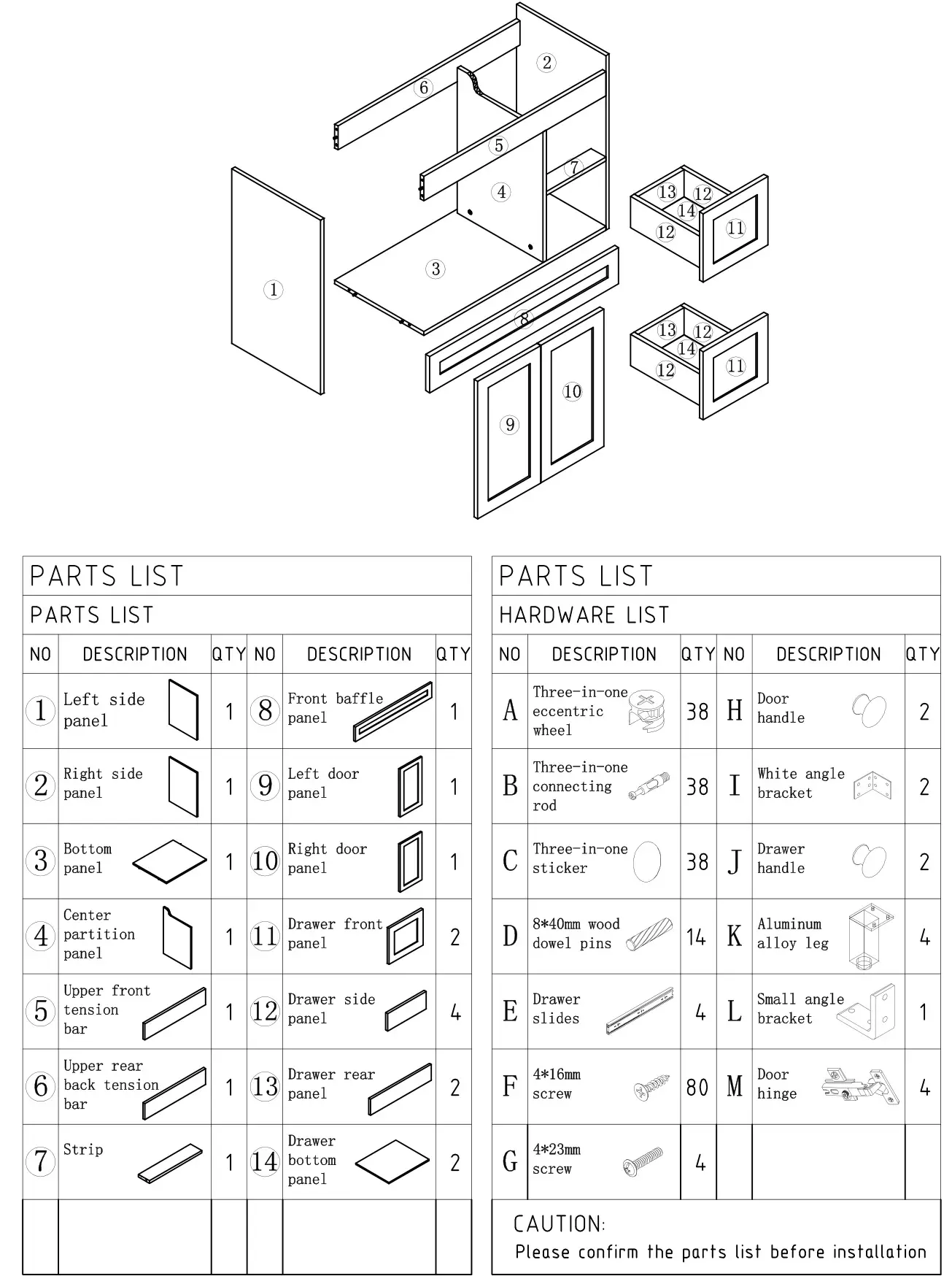 Menards HESEBC046 Briarwood Highpoint 42 W x 18 D Fog Bathroom Vanity Cabinet - ASSENBLY DIAGRAM