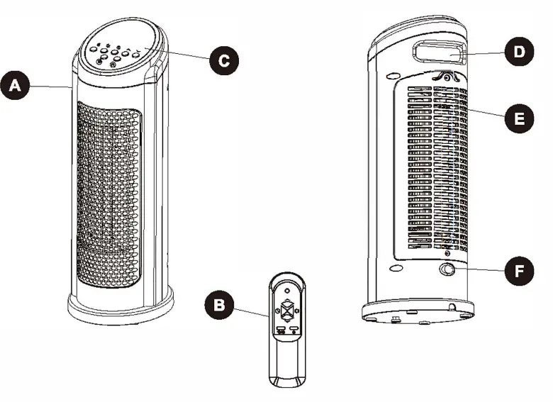 COSTWAY EP23759 1500W LED Portable Oscillating PTC Ceramic Space Heater - fig 1